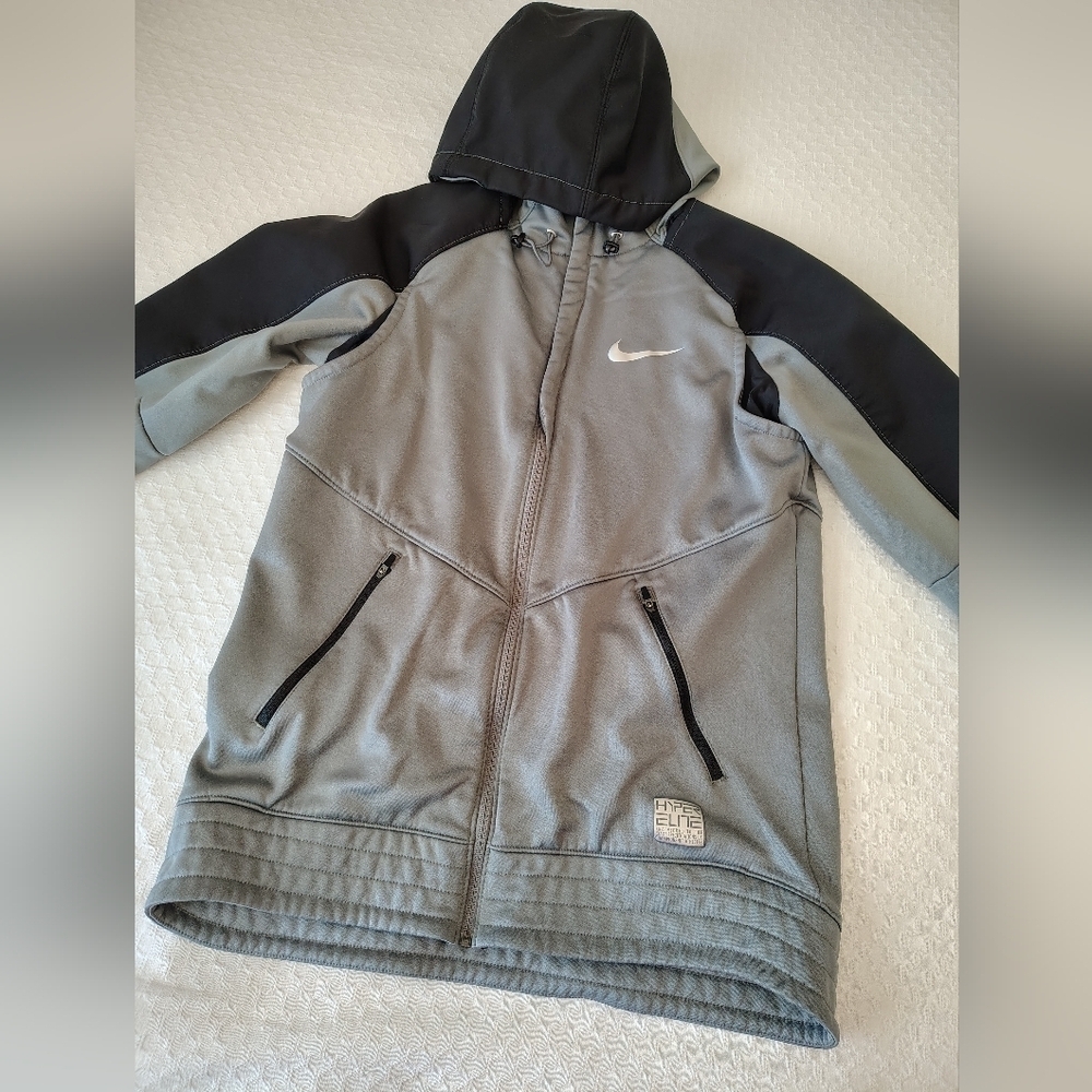 Nike Black and Gray Full-Zip Hoodie Size M